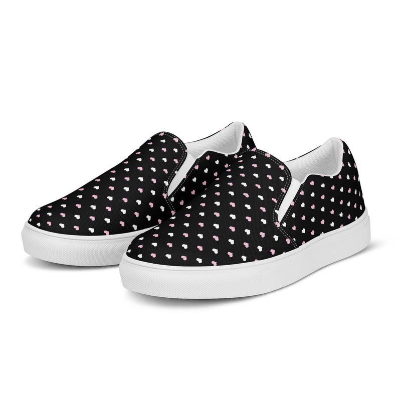 Black Star Dot Slip-On #66 - Back View | HA!LO Canvas Sneakers
