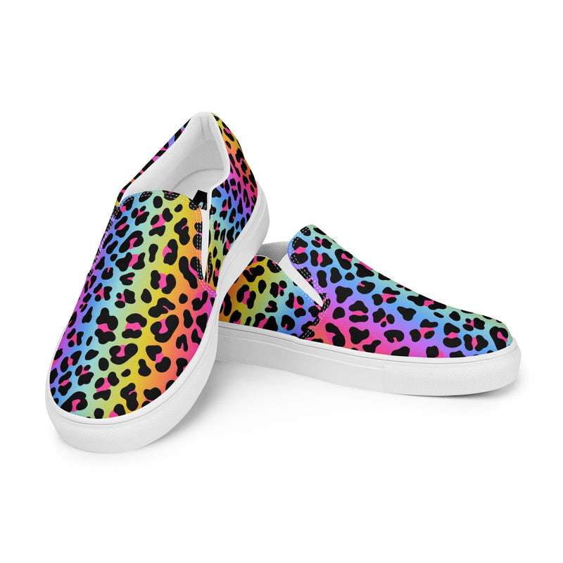 Rainbow Leopard Slip-On #80 - Top Down View | HA!LO Canvas Sneakers