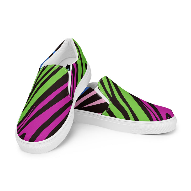Green Zebra Slip-On #85 - Top Down View | HA!LO Canvas Sneakers