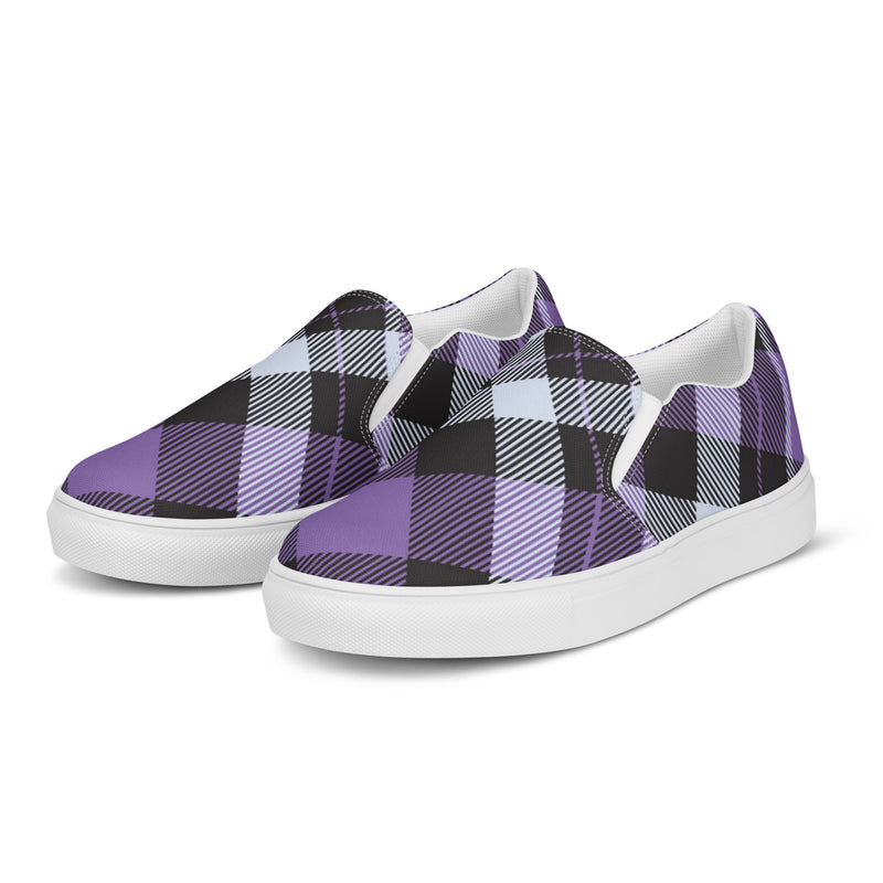 Purple Buffalo Check Slip-On #89 - Back View | HA!LO Canvas Sneakers