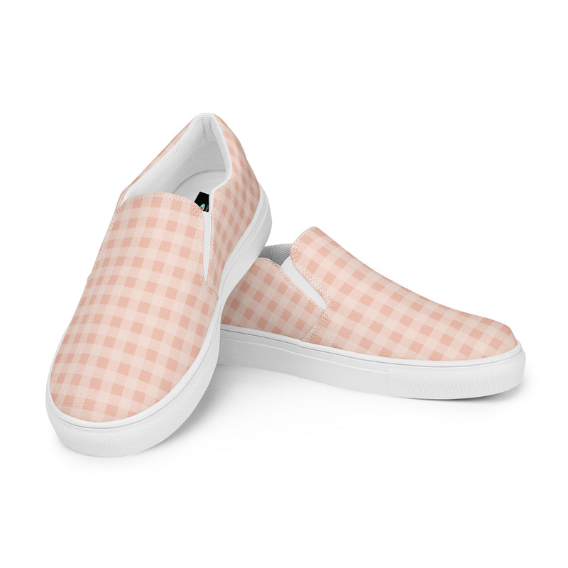 Blush Gingham Slip-On #95 - Top Down View | HA!LO Canvas Sneakers