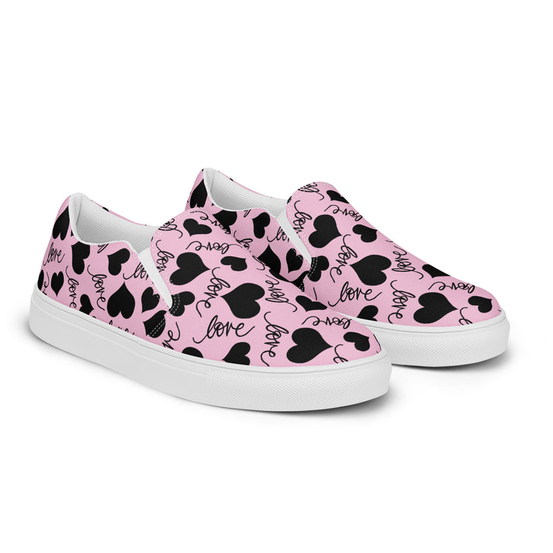 Pink Heart Scatter Slip-On #67 - Canvas High Top Sneakers | HA!LO