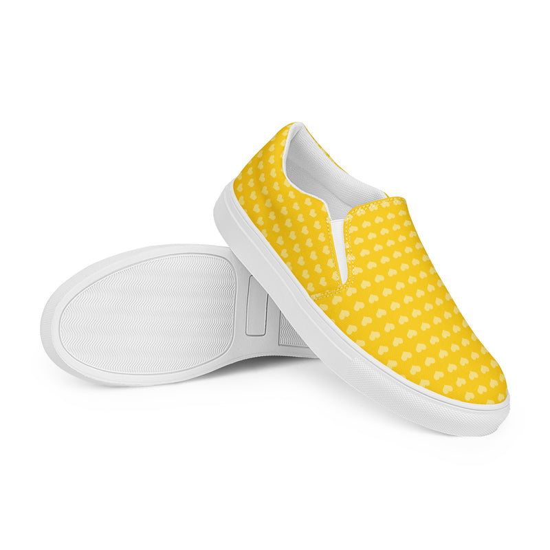 Yellow Polka Dot Slip-On #72 - Front View | HA!LO Canvas Sneakers