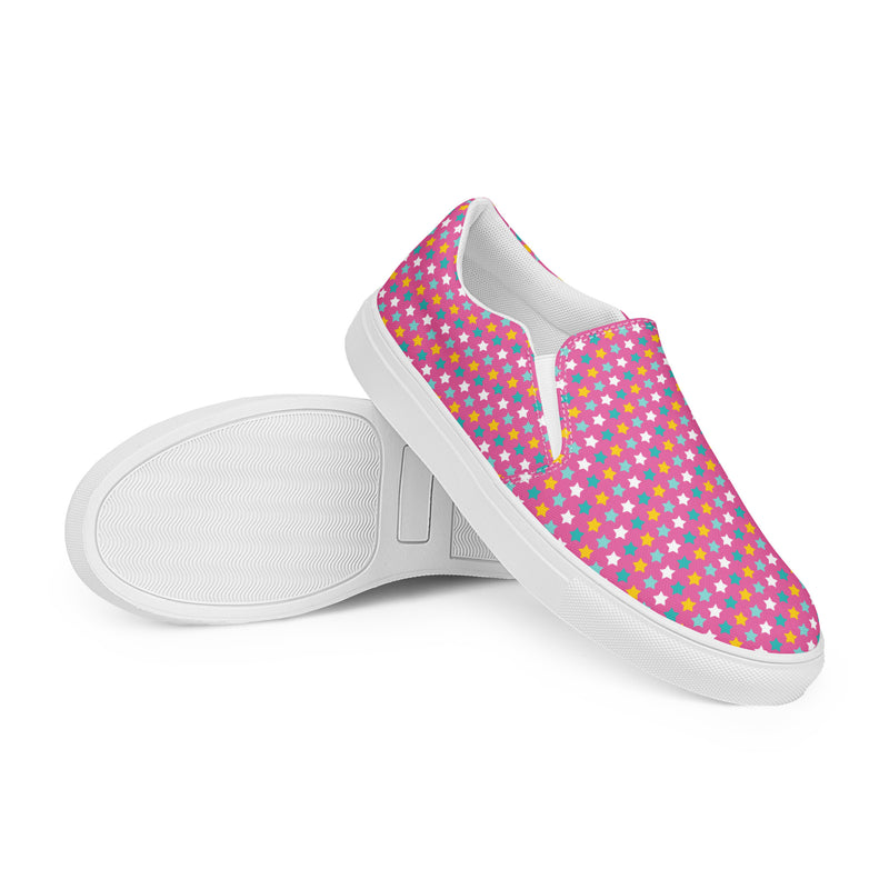 Pink Polka Dot Slip-On #73 - Front View | HA!LO Canvas Sneakers