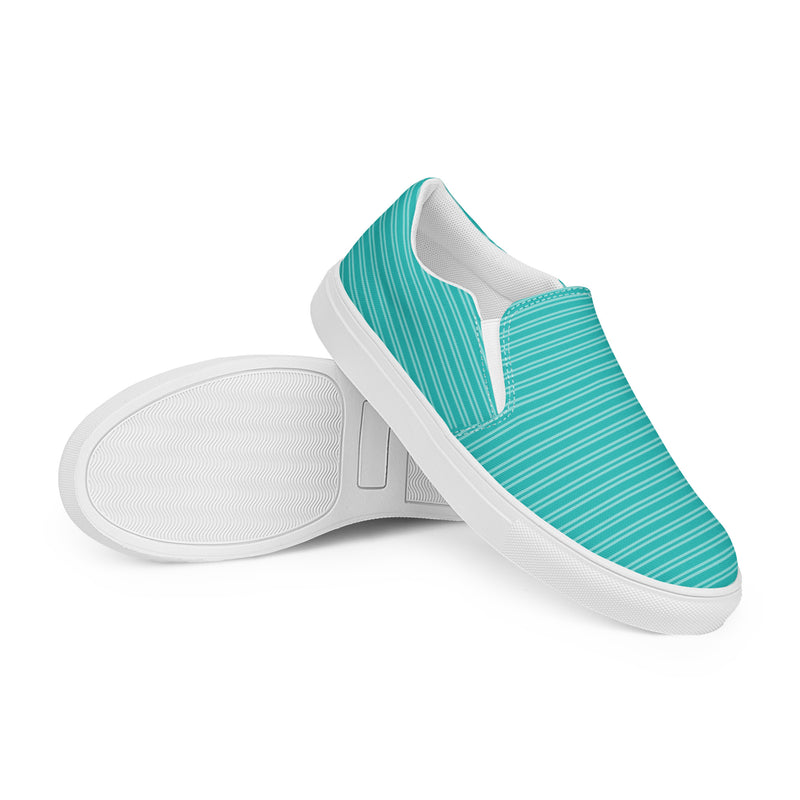 Turquoise Solid Slip-On #76 - Front View | HA!LO Canvas Sneakers