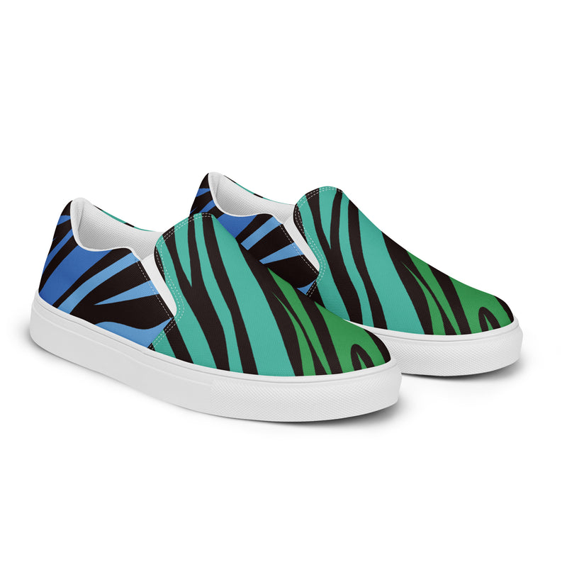 Blue Zebra Slip-On #82 - Canvas High Top Sneakers | HA!LO
