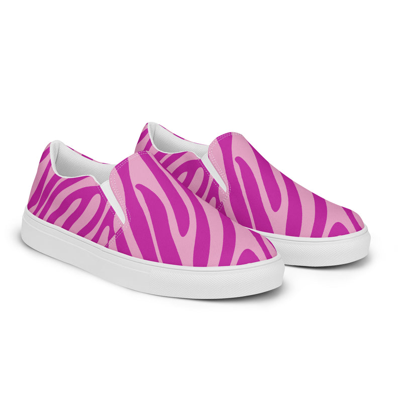 Hot Pink Zebra Slip-On #84 - Canvas High Top Sneakers | HA!LO