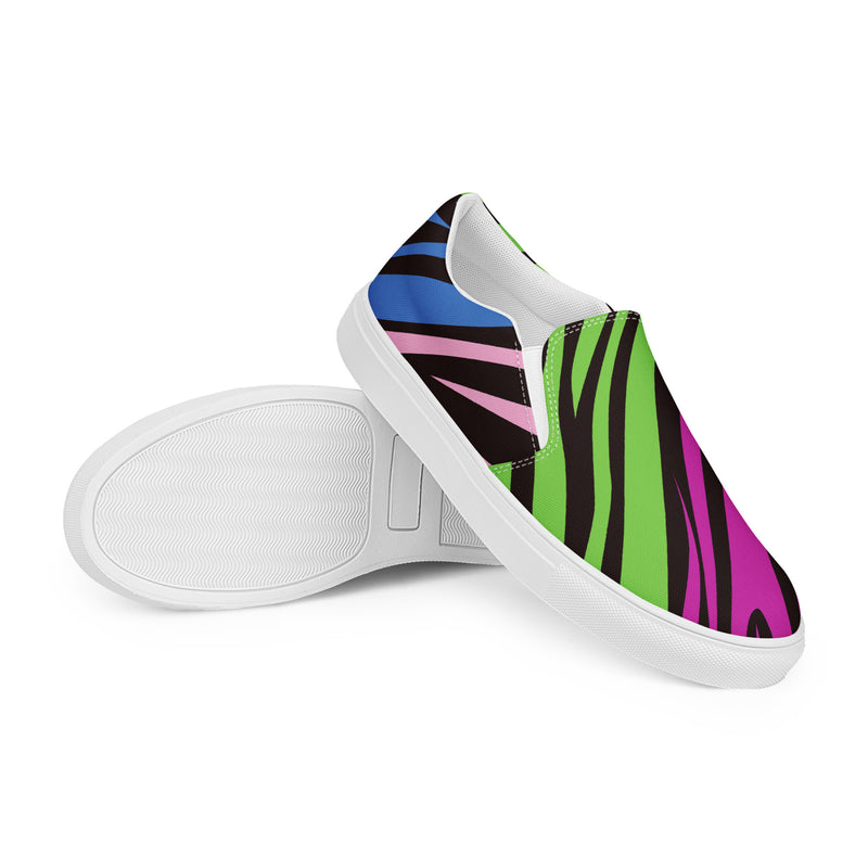 Green Zebra Slip-On #85 - Front View | HA!LO Canvas Sneakers