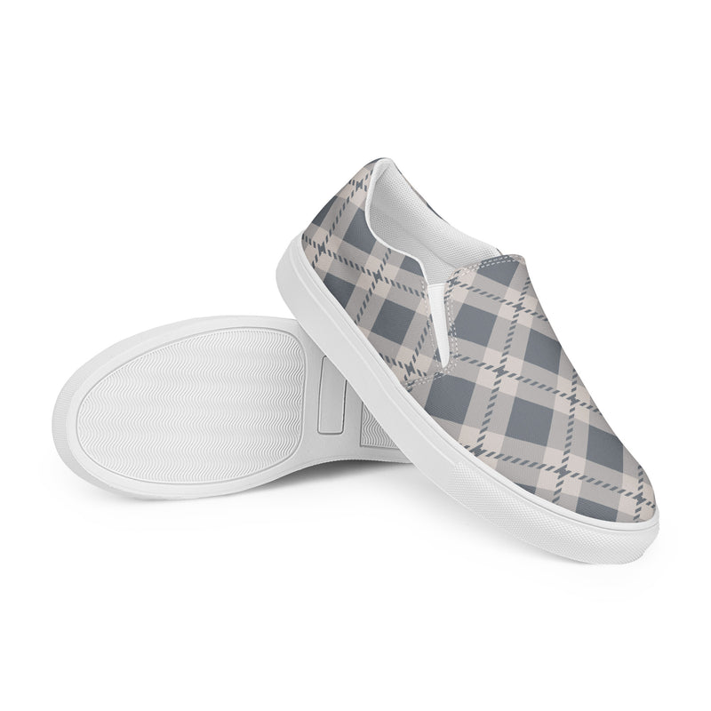 Gray Plaid Slip-On #98 - Front View | HA!LO Canvas Sneakers
