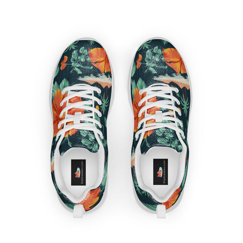 Tropical Palm Dark Athletic #2 - Front View | HA!LO Canvas Sneakers