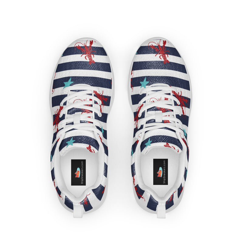 Navy Anchor Stripe Athletic #3 - Back View | HA!LO Canvas Sneakers