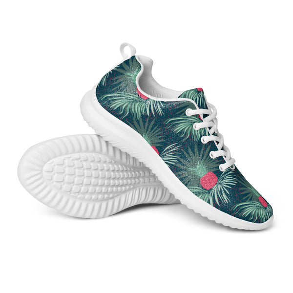 HA!LO Dark Tropical Hibiscus — Women's Canvas Athletic Sneaker