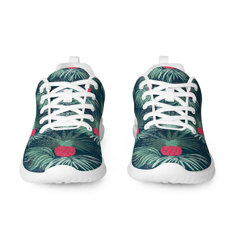 Dark Tropical Hibiscus Athletic #15 - Front View | HA!LO Canvas Sneakers