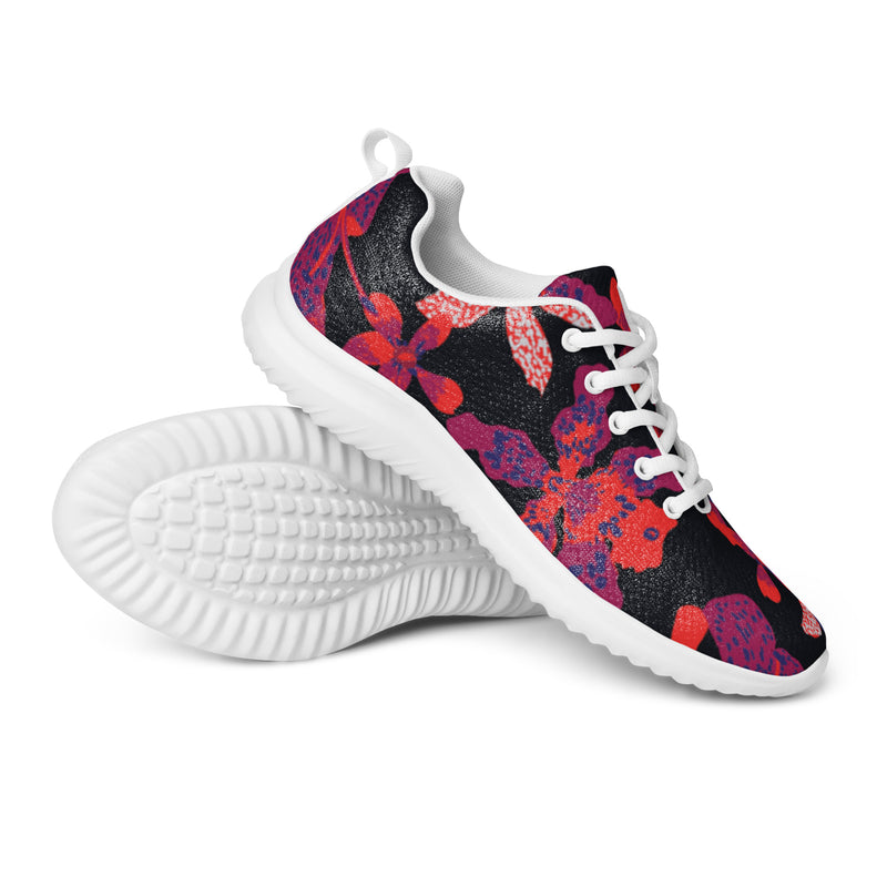 Red Tropical Floral Athletic #5 - Canvas High Top Sneakers | HA!LO