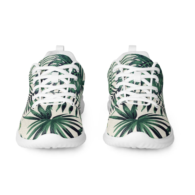 Green Palm Leaf Athletic #26 - Front View | HA!LO Canvas Sneakers
