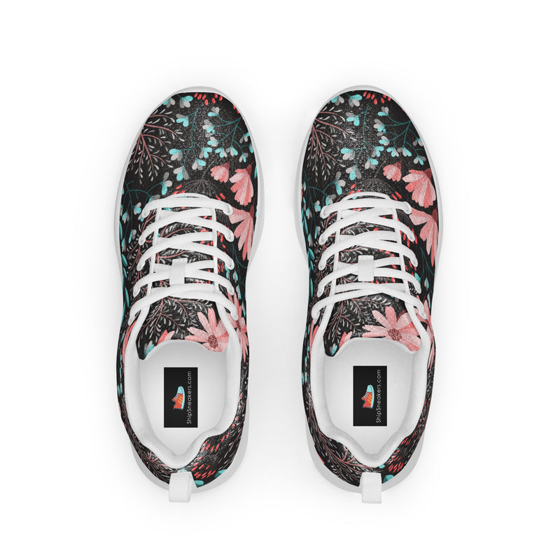 Dark Floral Garden Athletic #30 - Back View | HA!LO Canvas Sneakers