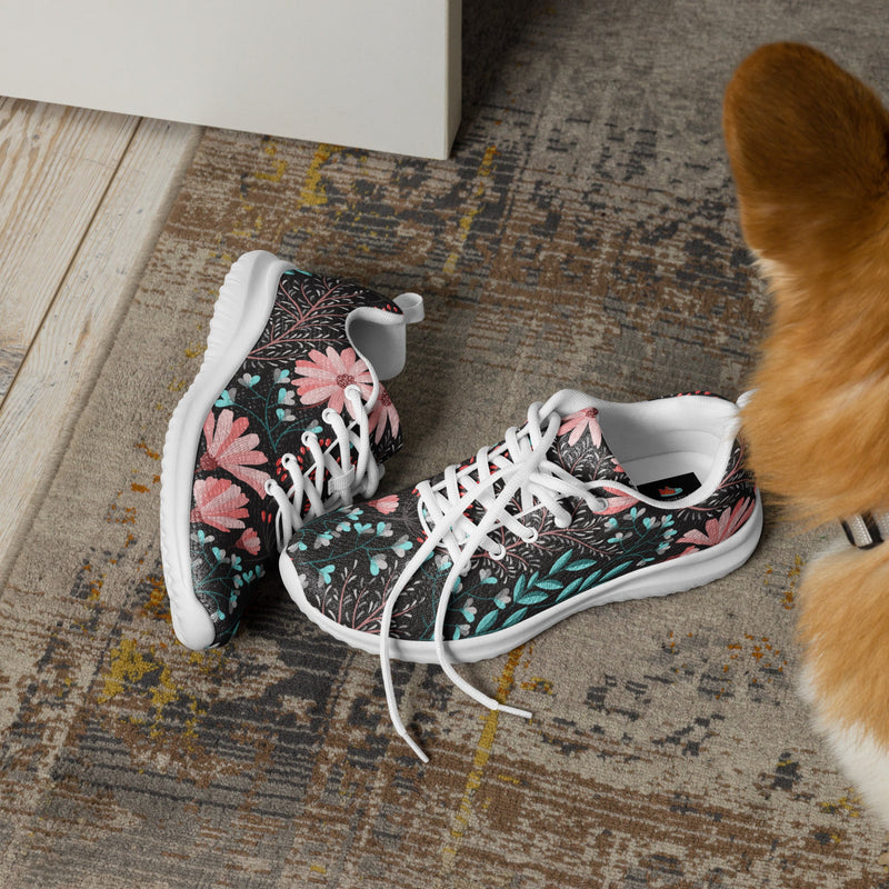 Dark Floral Garden Athletic #30 - Opposite Side | HA!LO Canvas Sneakers
