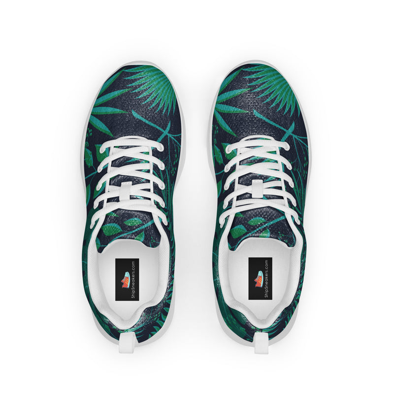 Teal Palm Wave Athletic #11 - Back View | HA!LO Canvas Sneakers