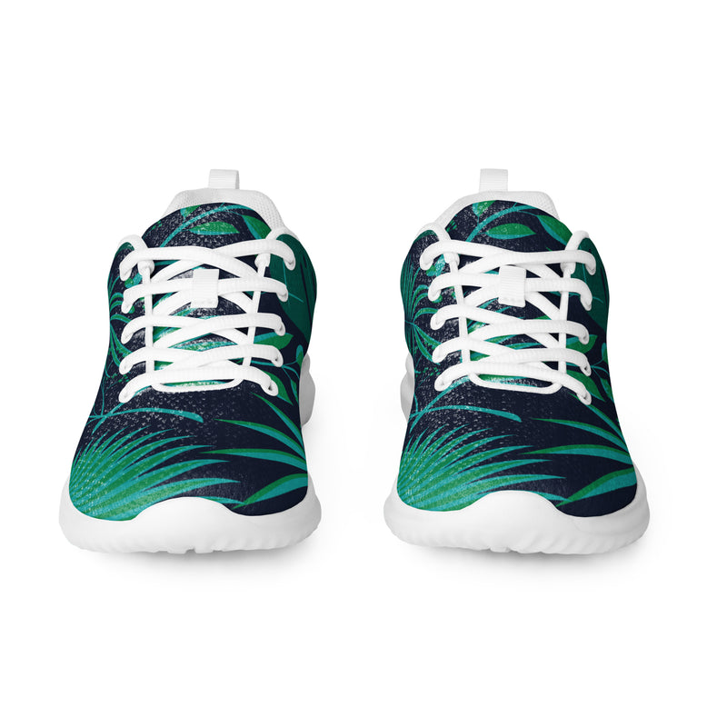 Teal Palm Wave Athletic #11 - Front View | HA!LO Canvas Sneakers