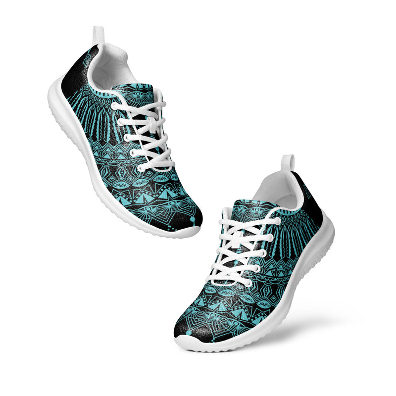 Teal Mandala Athletic #41 - Top Down View | HA!LO Canvas Sneakers
