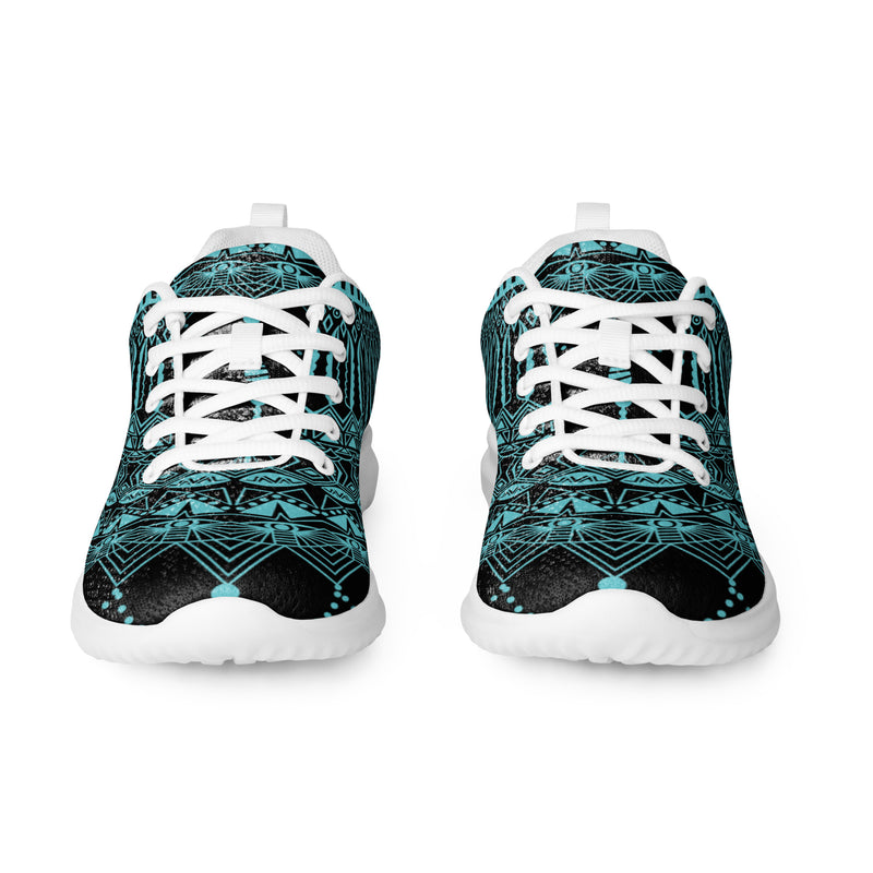 Teal Mandala Athletic #41 - Front View | HA!LO Canvas Sneakers
