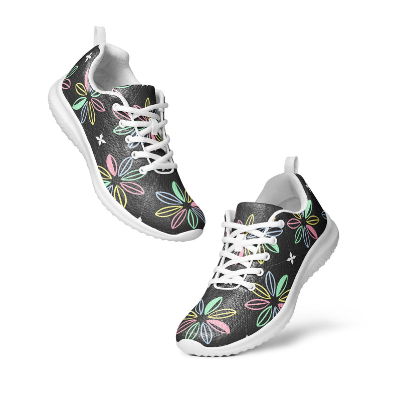 Dark Floral Star Athletic #8 - Top Down View | HA!LO Canvas Sneakers