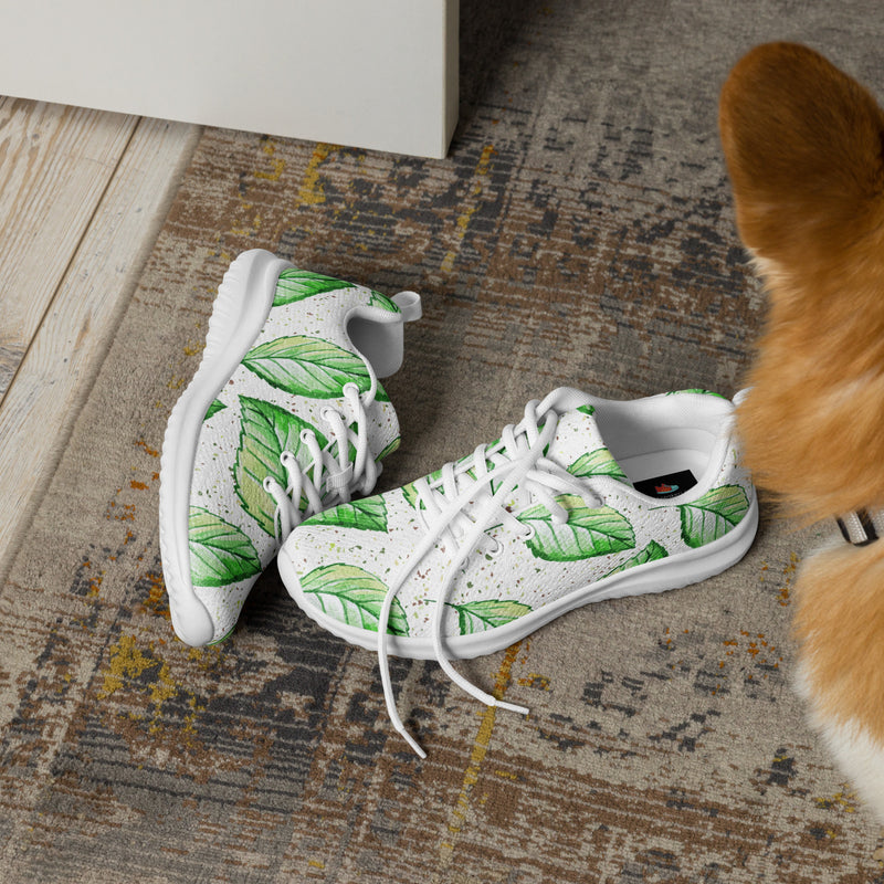 Green Leaf Scatter Athletic #10 - Opposite Side | HA!LO Canvas Sneakers