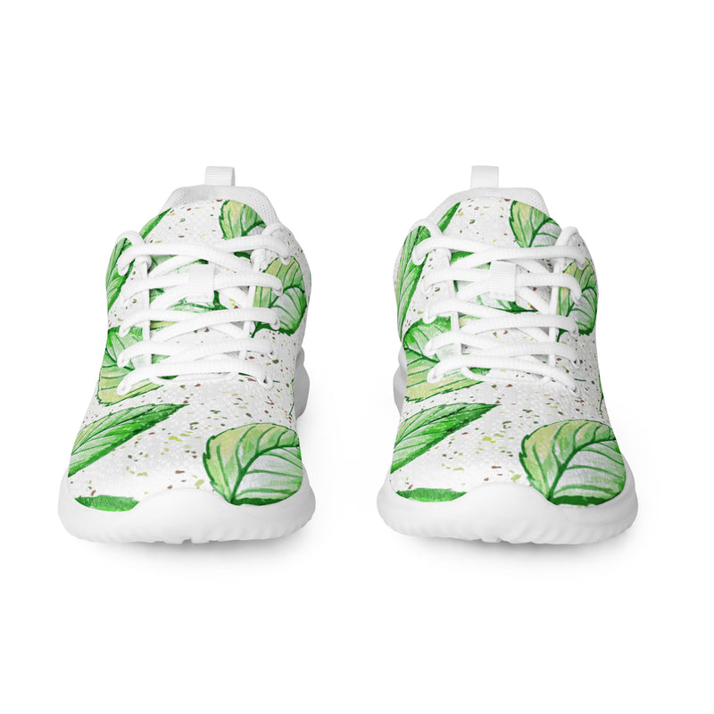 Green Leaf Scatter Athletic #10 - Front View | HA!LO Canvas Sneakers