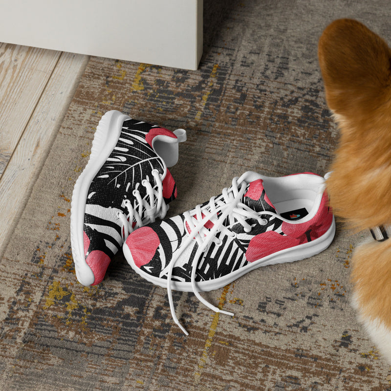 Red Tropical Leaf Athletic #34 - Opposite Side | HA!LO Canvas Sneakers