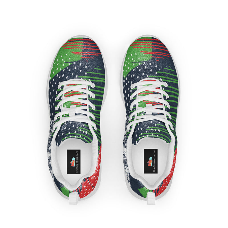 Red Green Abstract Athletic #35 - Back View | HA!LO Canvas Sneakers