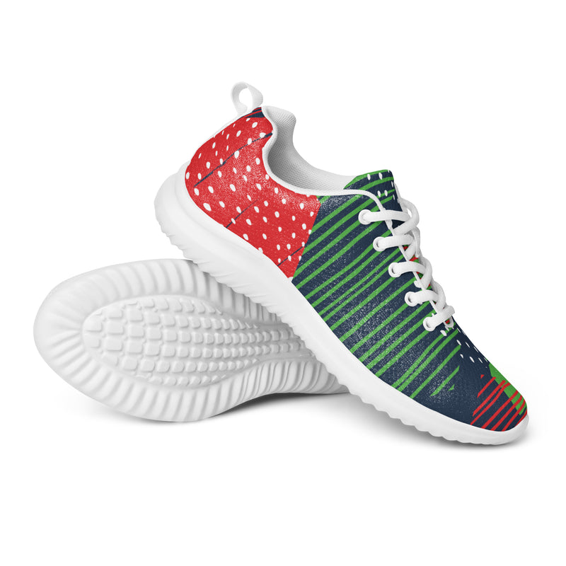 Red Green Abstract Athletic #35 - Canvas High Top Sneakers | HA!LO