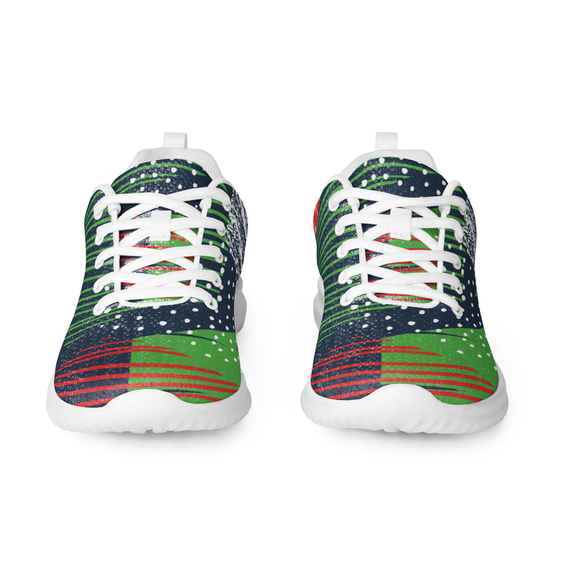 Red Green Abstract Athletic #35 - Front View | HA!LO Canvas Sneakers