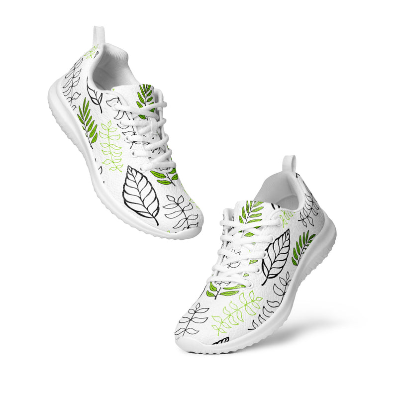 Green Botanical Leaf Athletic #36 - Top Down View | HA!LO Canvas Sneakers