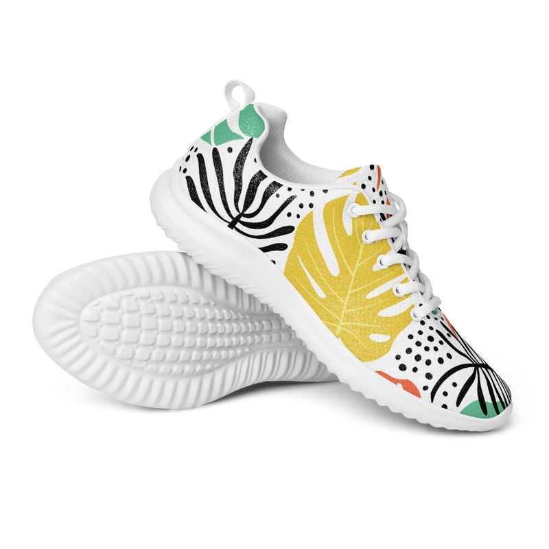 Yellow Palm Leaf Athletic #37 - Canvas High Top Sneakers | HA!LO