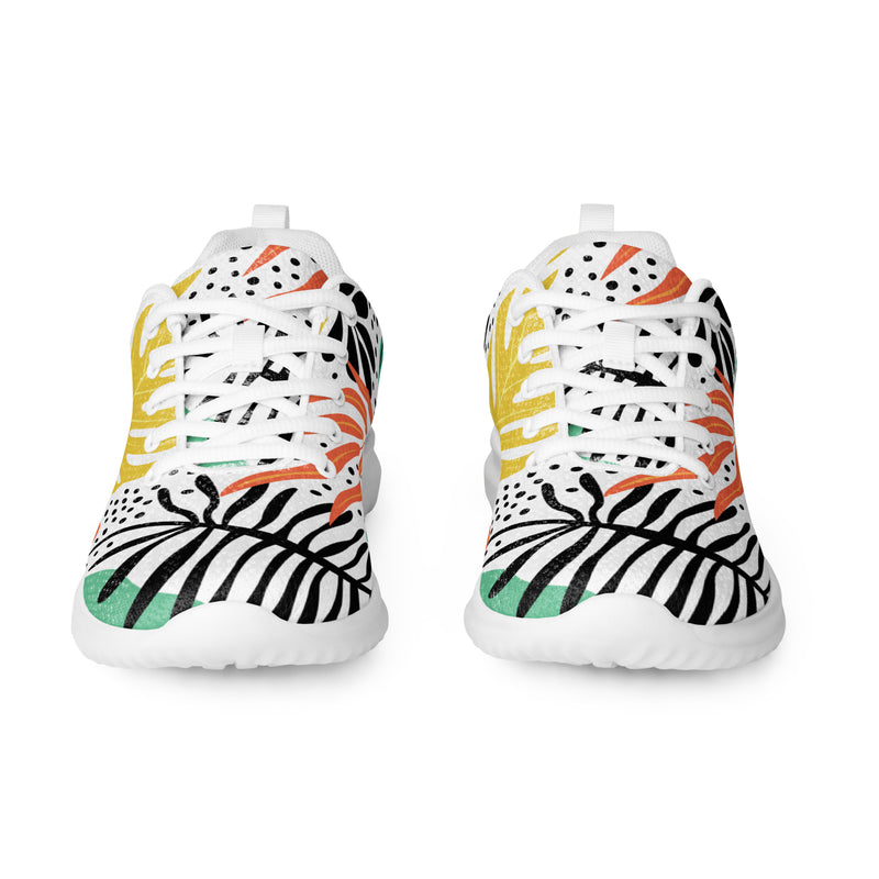 Yellow Palm Leaf Athletic #37 - Front View | HA!LO Canvas Sneakers