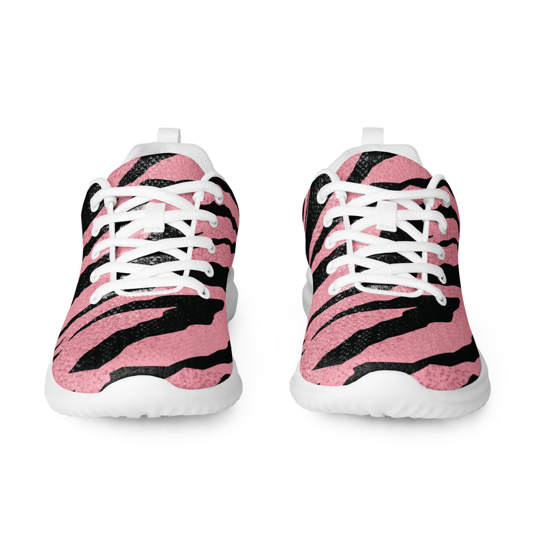 Pink Tiger Stripe Athletic #49 - Front View | HA!LO Canvas Sneakers