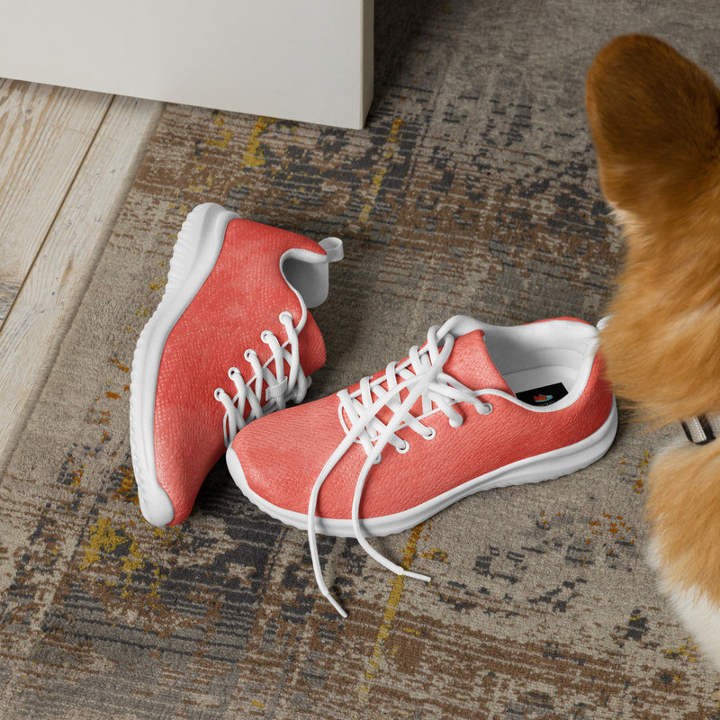 Coral Watercolor Solid Athletic #52 - Opposite Side | HA!LO Canvas Sneakers