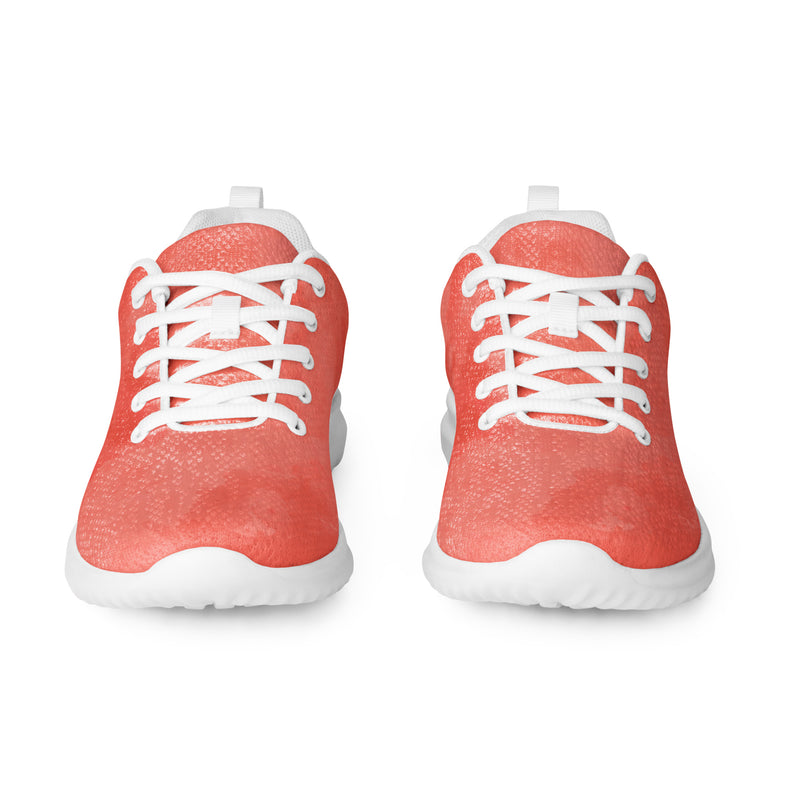 Coral Watercolor Solid Athletic #52 - Front View | HA!LO Canvas Sneakers