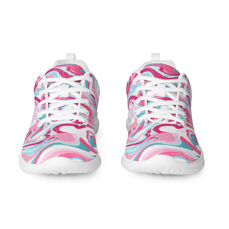 Pink Marble Swirl Athletic #55 - Front View | HA!LO Canvas Sneakers