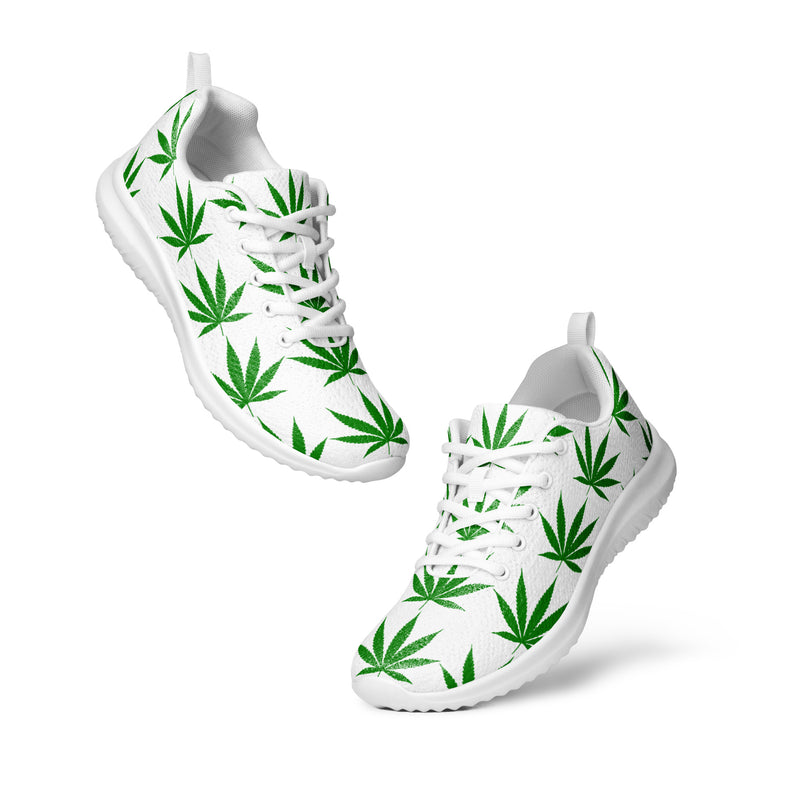 Green Leaf Pattern Athletic #56 - Top Down View | HA!LO Canvas Sneakers