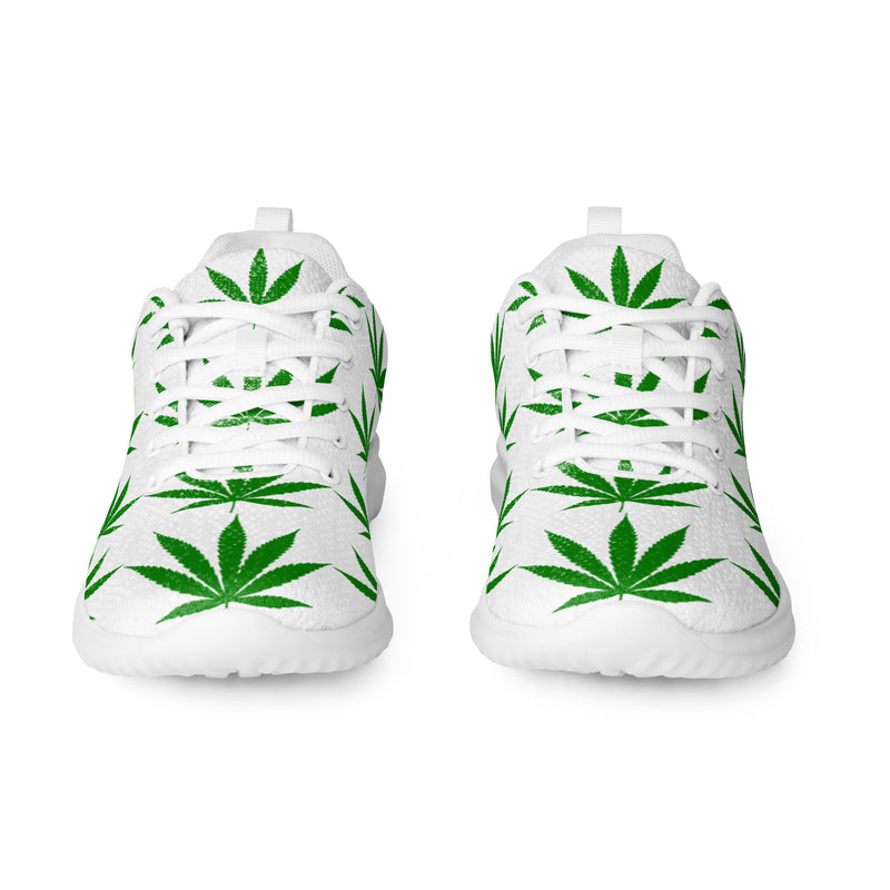 Green Leaf Pattern Athletic #56 - Front View | HA!LO Canvas Sneakers
