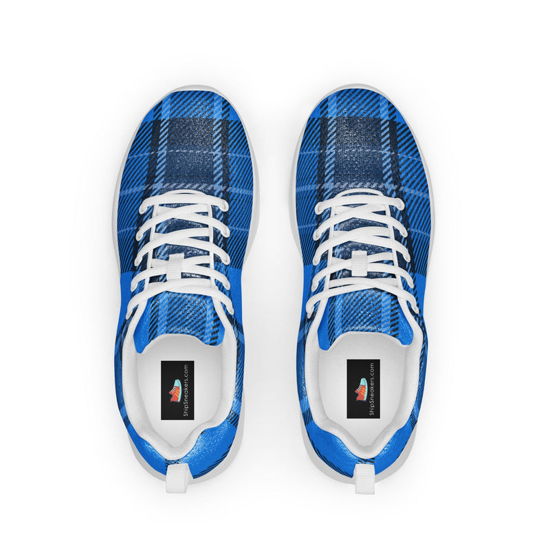Royal Blue Plaid Athletic #50 - Back View | HA!LO Canvas Sneakers