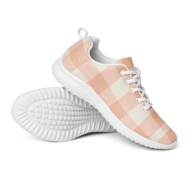 Peach Gingham Large Athletic #62 - Canvas High Top Sneakers | HA!LO