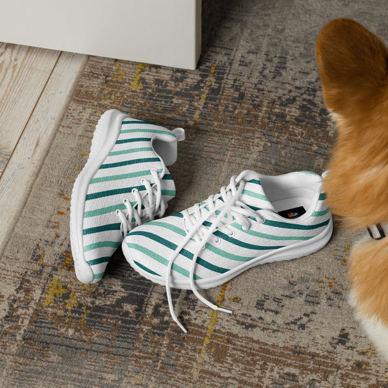 Teal Stripe Thin Athletic #69 - Opposite Side | HA!LO Canvas Sneakers