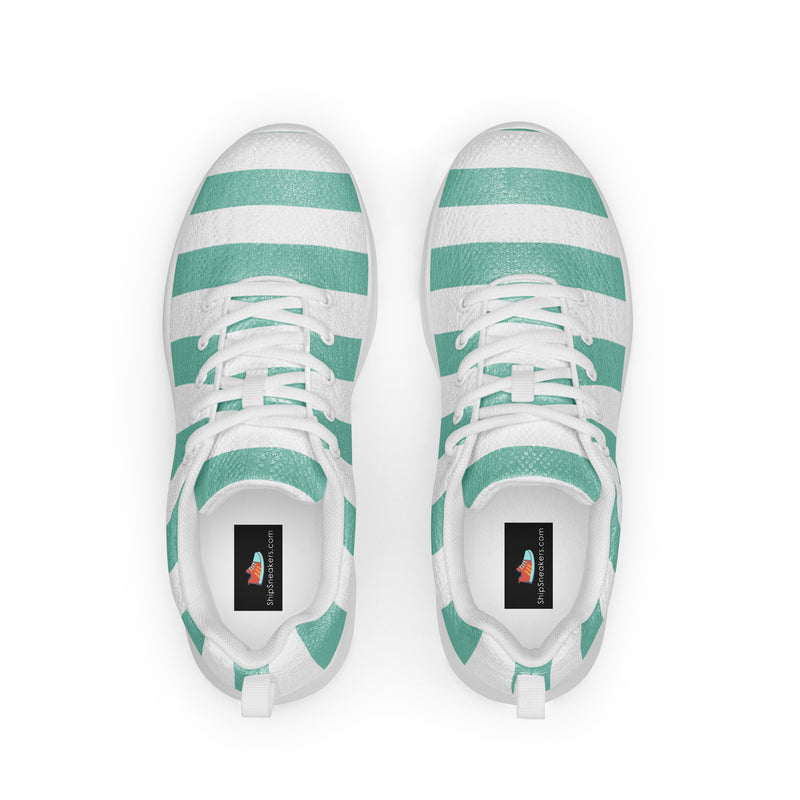 Mint Wide Stripe Athletic #72 - Back View | HA!LO Canvas Sneakers