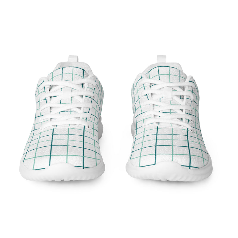 Mint Plaid Grid Athletic #73 - Front View | HA!LO Canvas Sneakers