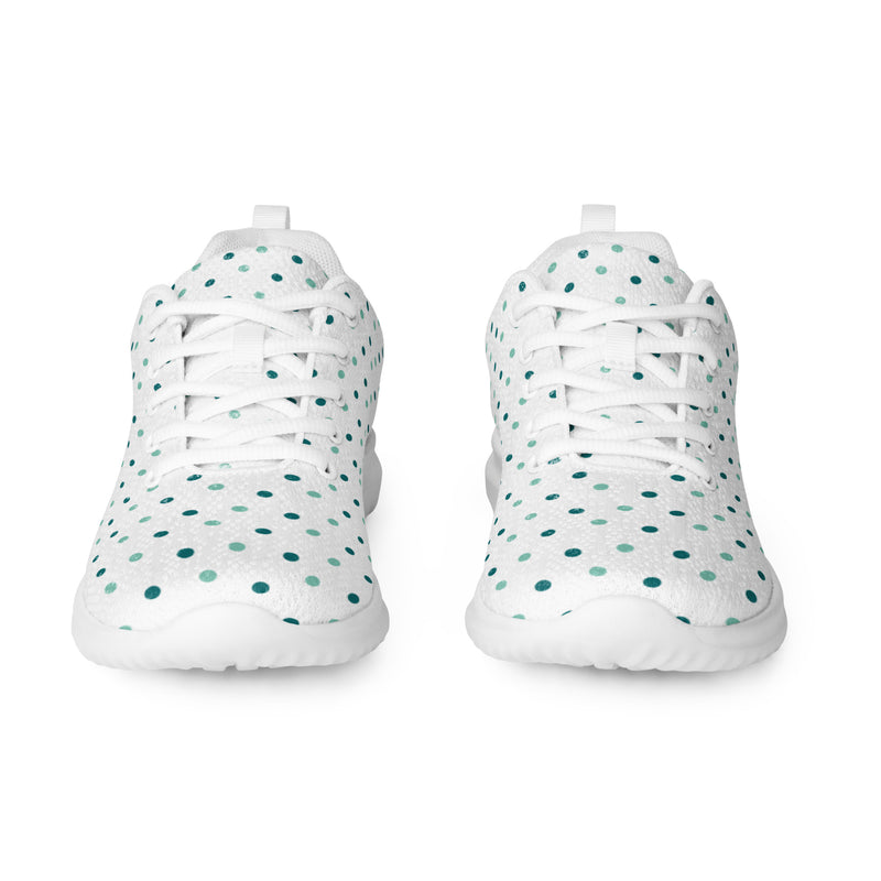 Teal Polka Large Athletic #75 - Front View | HA!LO Canvas Sneakers