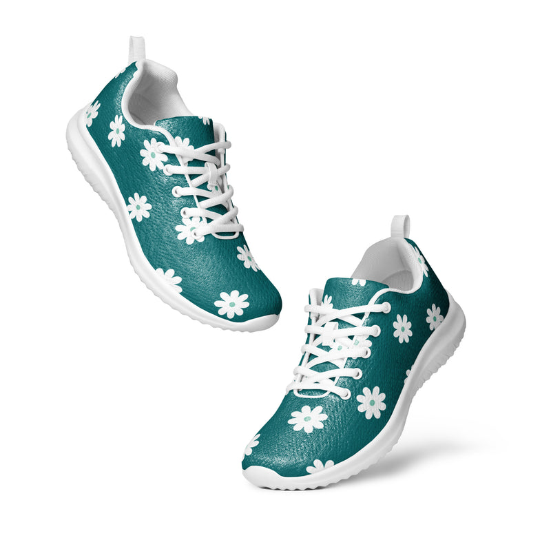 White Teal Dot Athletic #76 - Top Down View | HA!LO Canvas Sneakers