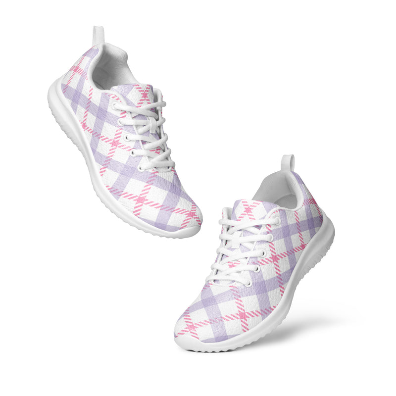 Lavender Gingham Athletic #78 - Top Down View | HA!LO Canvas Sneakers