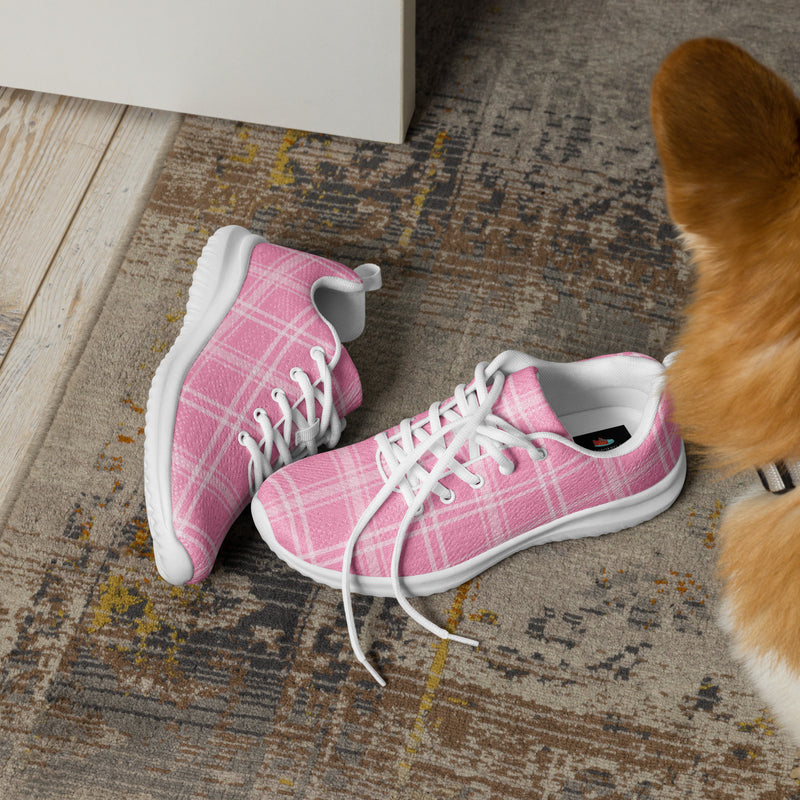 Pink Gingham Wide Athletic #79 - Opposite Side | HA!LO Canvas Sneakers